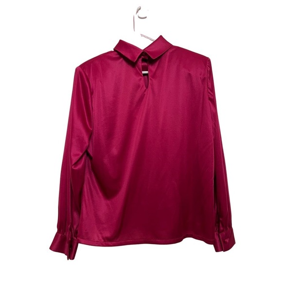 Heury Lee Vintage Berry Magenta Long Sleeve Blouson Top Size 12 Petite - Picture 4 of 4